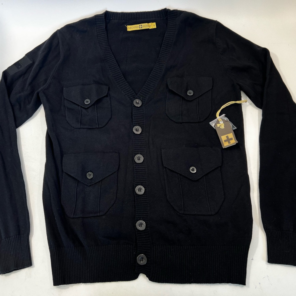 Men's Black Button-Up Cardigan by Stone Island